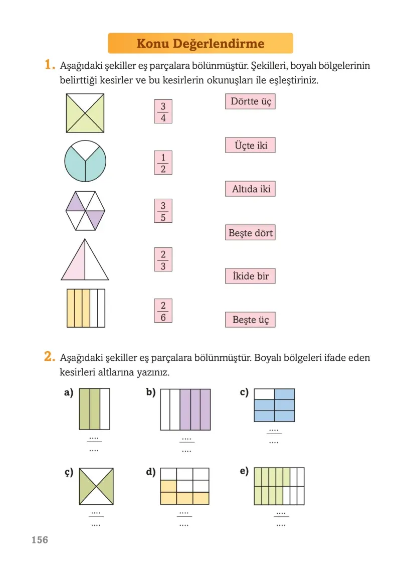 3. Sınıf Matematik Ders Kitabı Cevapları Ekoyay Yayınları Sayfa 156