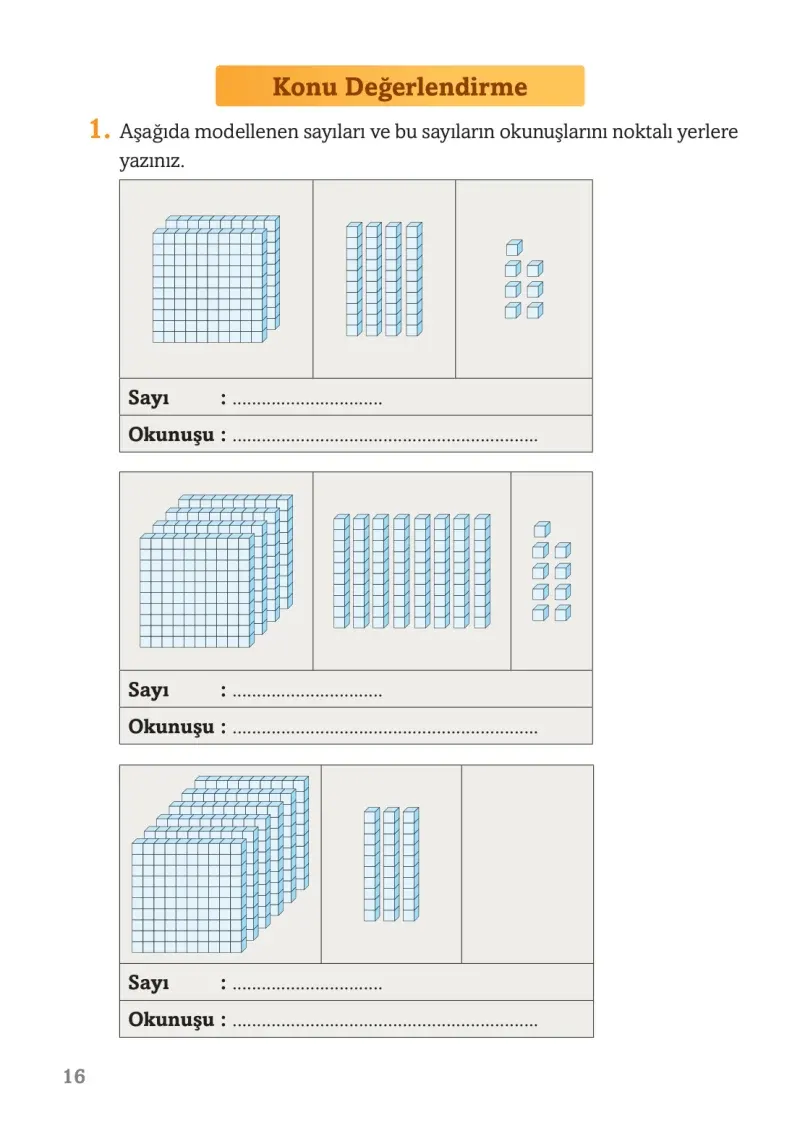 3. Sınıf Matematik Ders Kitabı Cevapları Ekoyay Yayınları Sayfa 16