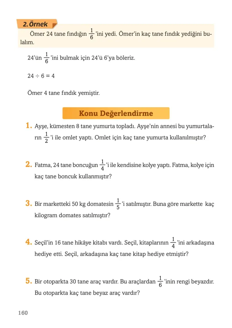 3. Sınıf Matematik Ders Kitabı Cevapları Ekoyay Yayınları Sayfa 160