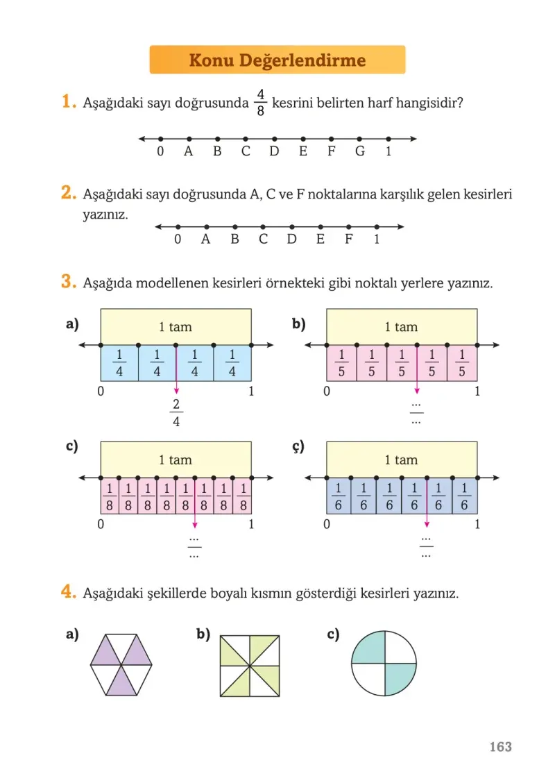3. Sınıf Matematik Ders Kitabı Cevapları Ekoyay Yayınları Sayfa 163