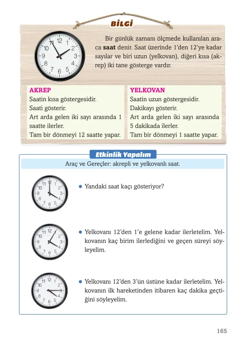 3. Sınıf Matematik Ders Kitabı Cevapları Ekoyay Yayınları Sayfa 165