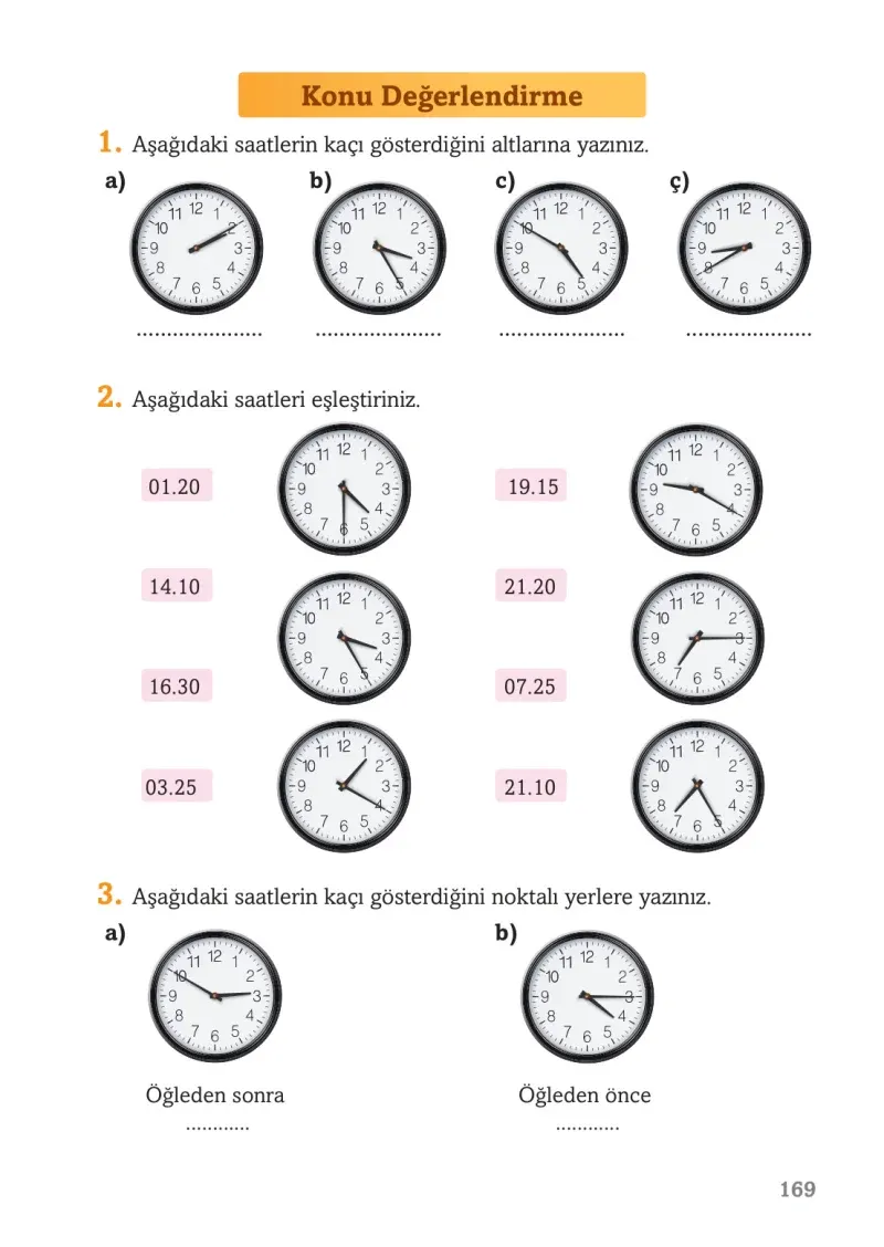 3. Sınıf Matematik Ders Kitabı Cevapları Ekoyay Yayınları Sayfa 169