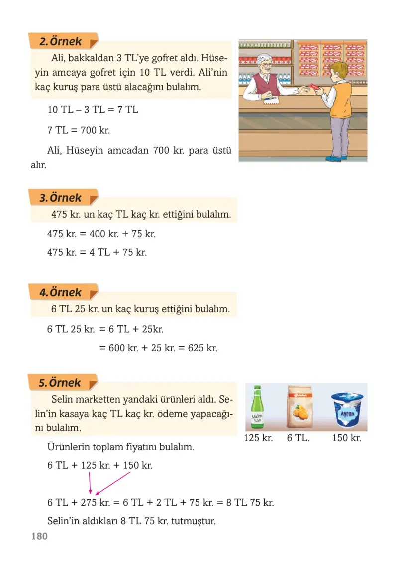 3. Sınıf Matematik Ders Kitabı Cevapları Ekoyay Yayınları Sayfa 180