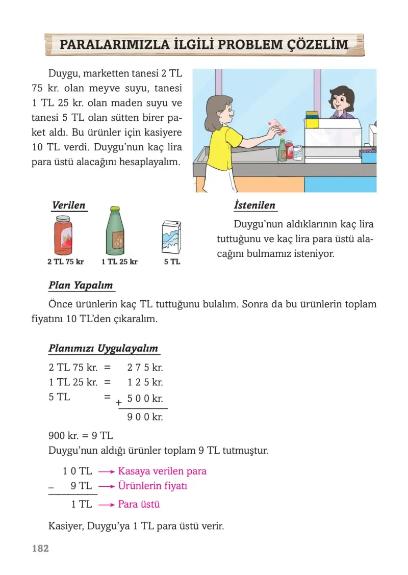 3. Sınıf Matematik Ders Kitabı Cevapları Ekoyay Yayınları Sayfa 182