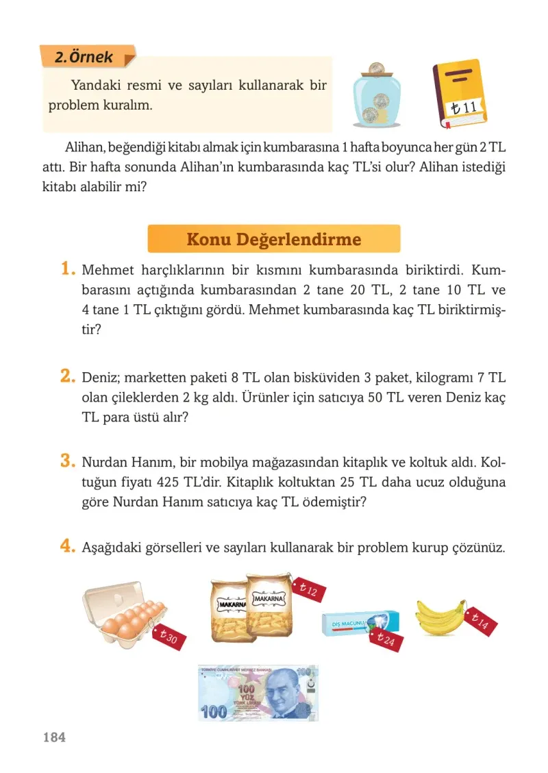 3. Sınıf Matematik Ders Kitabı Cevapları Ekoyay Yayınları Sayfa 184
