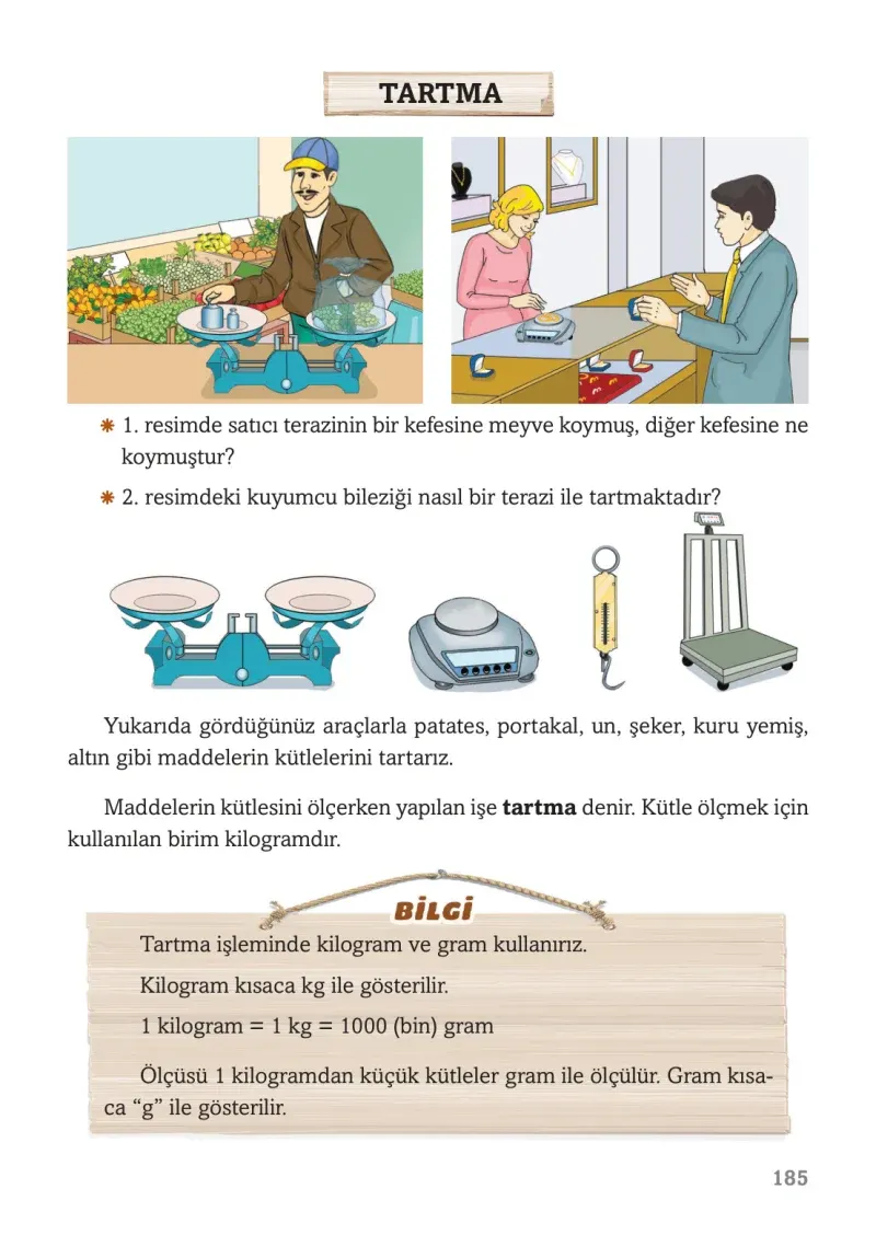 3. Sınıf Matematik Ders Kitabı Cevapları Ekoyay Yayınları Sayfa 185