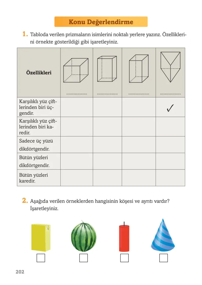 3. Sınıf Matematik Ders Kitabı Cevapları Ekoyay Yayınları Sayfa 202