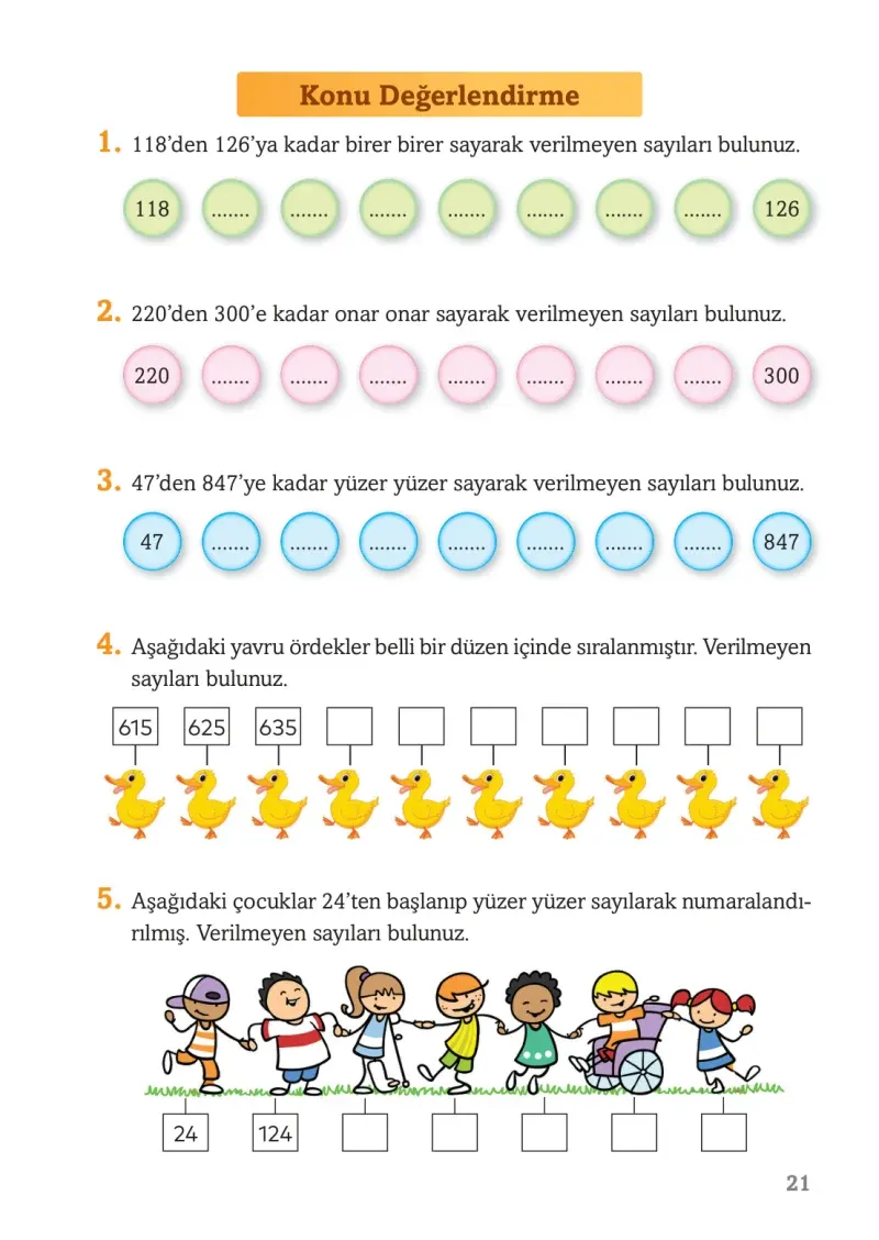 3. Sınıf Matematik Ders Kitabı Cevapları Ekoyay Yayınları Sayfa 21