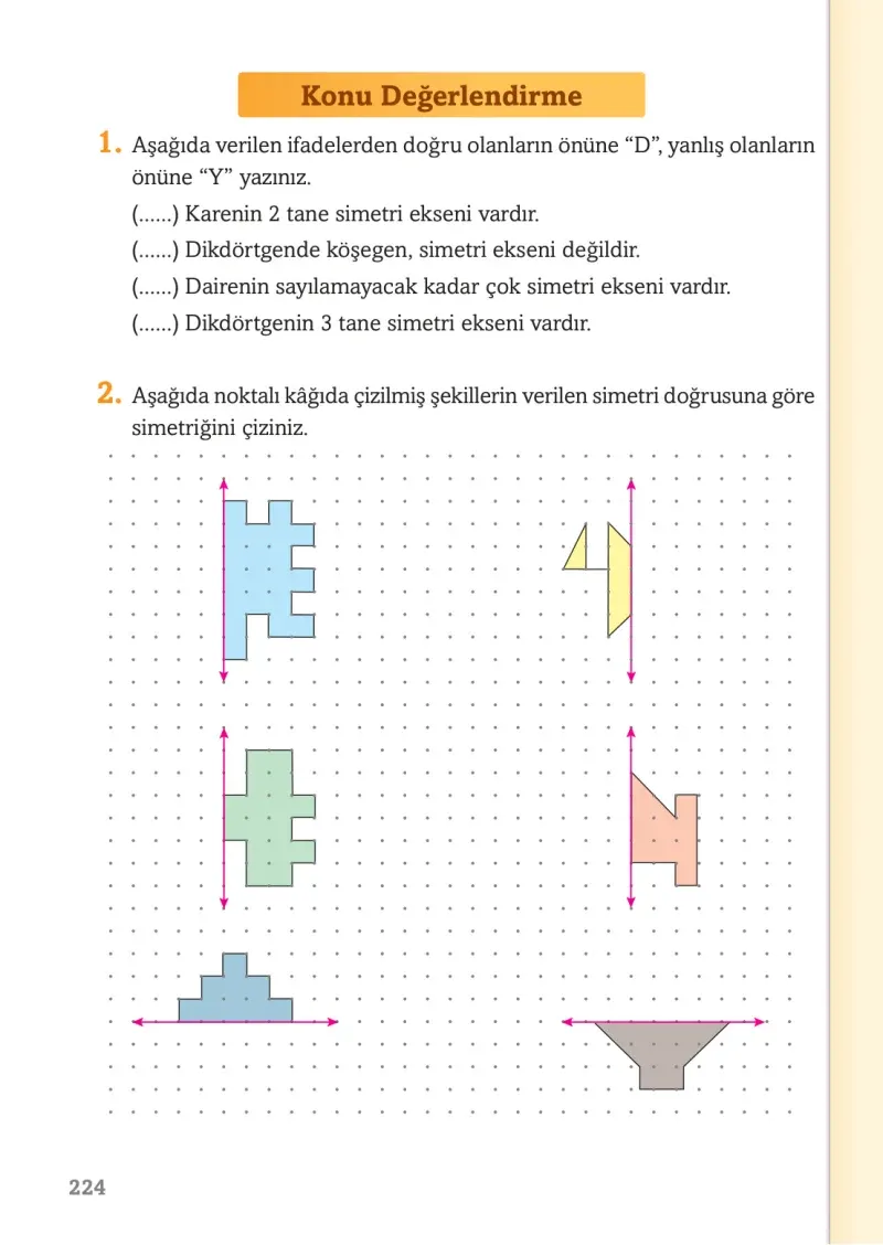 3. Sınıf Matematik Ders Kitabı Cevapları Ekoyay Yayınları Sayfa 224