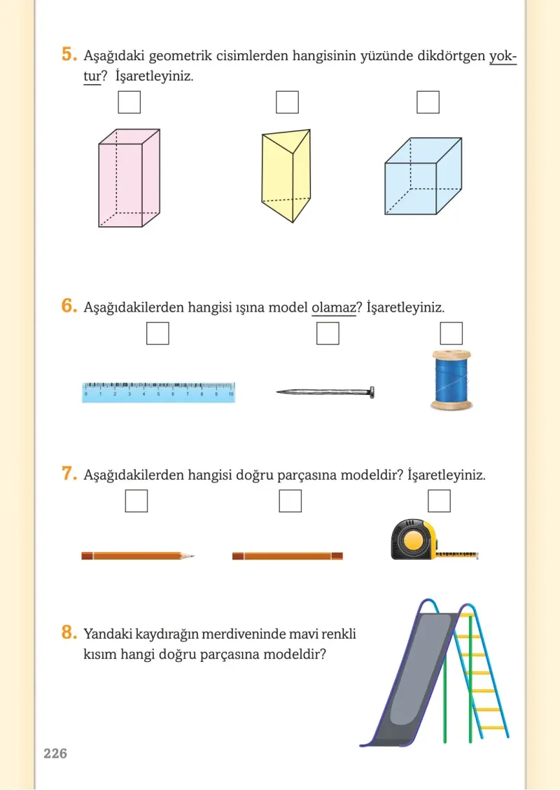 3. Sınıf Matematik Ders Kitabı Cevapları Ekoyay Yayınları Sayfa 226