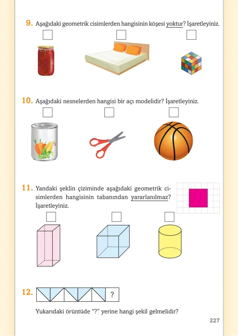 3. Sınıf Matematik Ders Kitabı Cevapları Ekoyay Yayınları Sayfa 227
