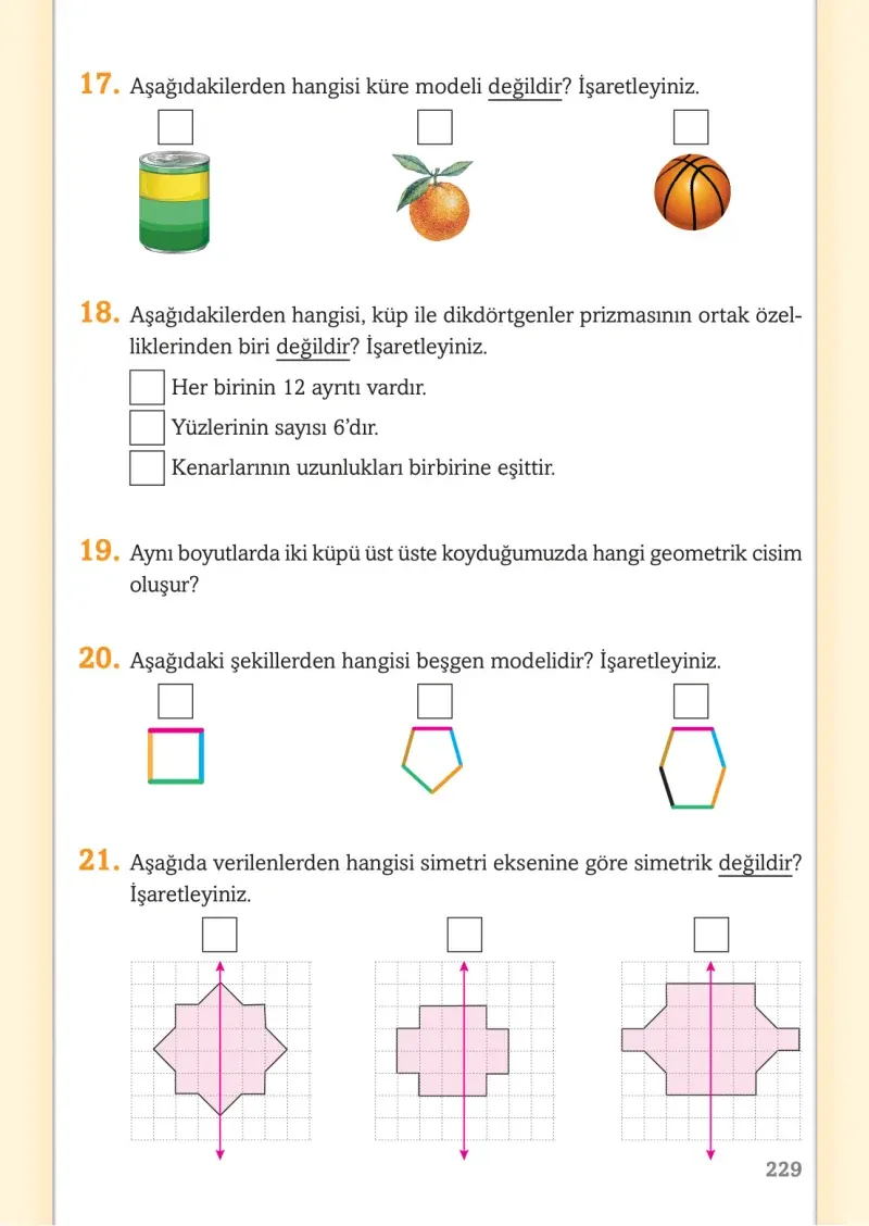 3. Sınıf Matematik Ders Kitabı Cevapları Ekoyay Yayınları Sayfa 229