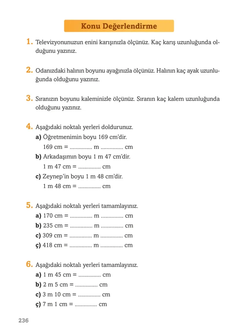3. Sınıf Matematik Ders Kitabı Cevapları Ekoyay Yayınları Sayfa 236