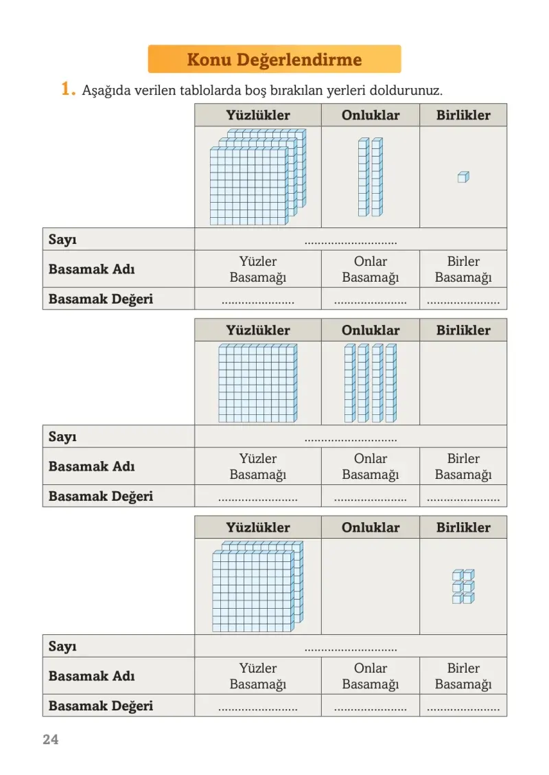 3. Sınıf Matematik Ders Kitabı Cevapları Ekoyay Yayınları Sayfa 24