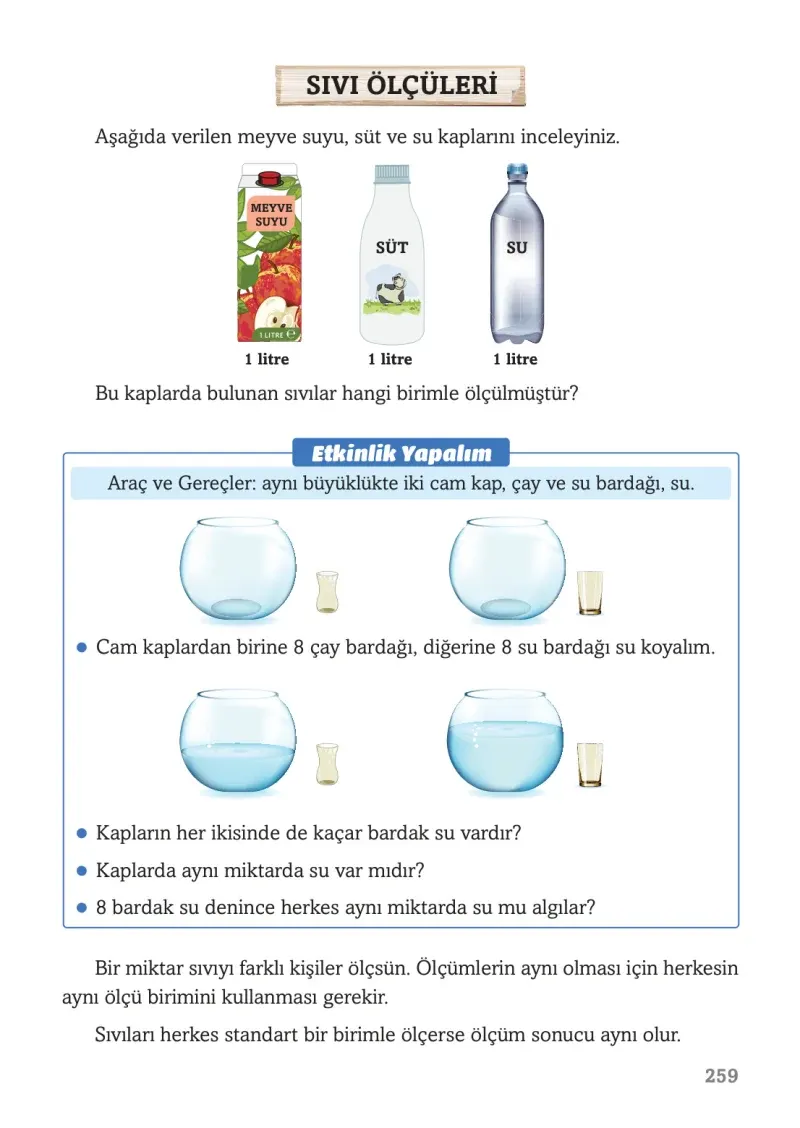 3. Sınıf Matematik Ders Kitabı Cevapları Ekoyay Yayınları Sayfa 259