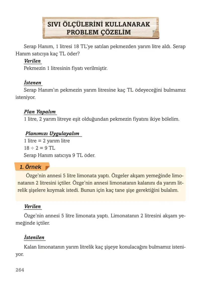 3. Sınıf Matematik Ders Kitabı Cevapları Ekoyay Yayınları Sayfa 264