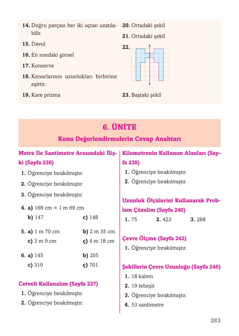 3. Sınıf Matematik Ders Kitabı Cevapları Ekoyay Yayınları Sayfa 283