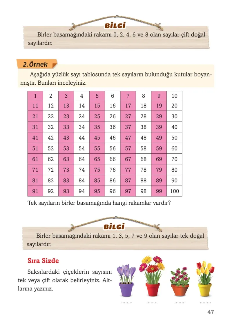 3. Sınıf Matematik Ders Kitabı Cevapları Ekoyay Yayınları Sayfa 47