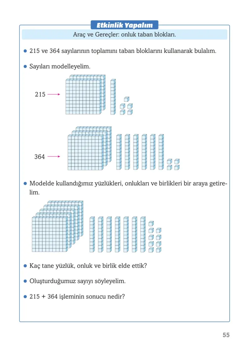 3. Sınıf Matematik Ders Kitabı Cevapları Ekoyay Yayınları Sayfa 55