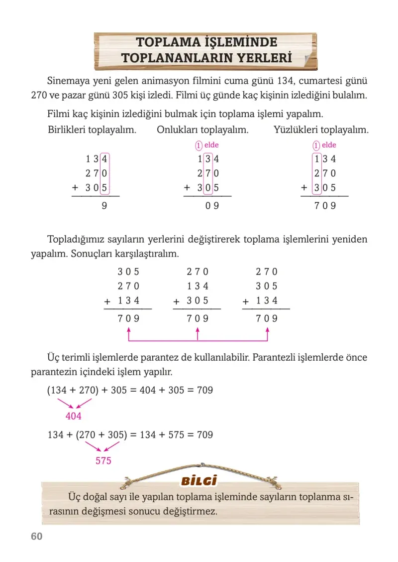 3. Sınıf Matematik Ders Kitabı Cevapları Ekoyay Yayınları Sayfa 60