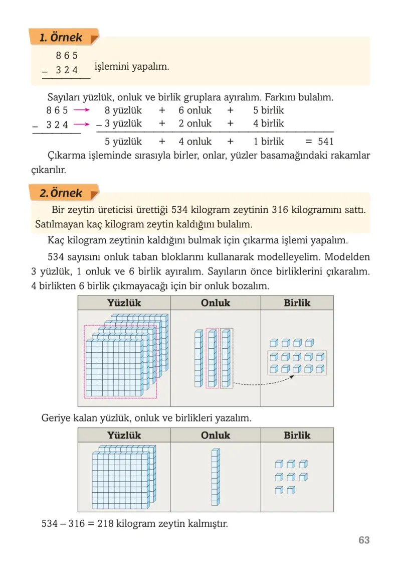 3. Sınıf Matematik Ders Kitabı Cevapları Ekoyay Yayınları Sayfa 63