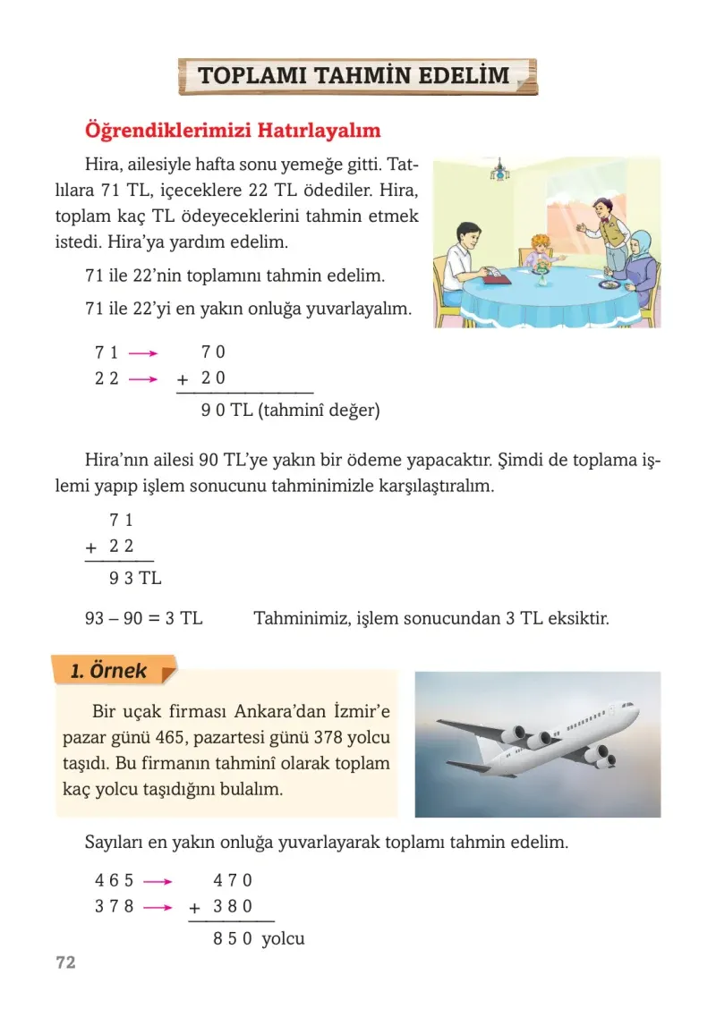 3. Sınıf Matematik Ders Kitabı Cevapları Ekoyay Yayınları Sayfa 72