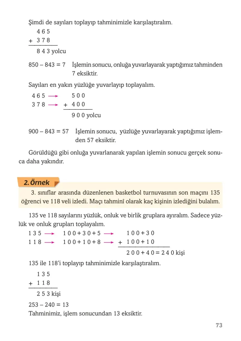 3. Sınıf Matematik Ders Kitabı Cevapları Ekoyay Yayınları Sayfa 73
