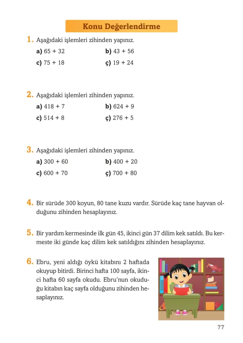 3. Sınıf Matematik Ders Kitabı Cevapları Ekoyay Yayınları Sayfa 77