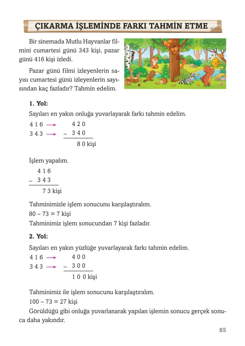 3. Sınıf Matematik Ders Kitabı Cevapları Ekoyay Yayınları Sayfa 85