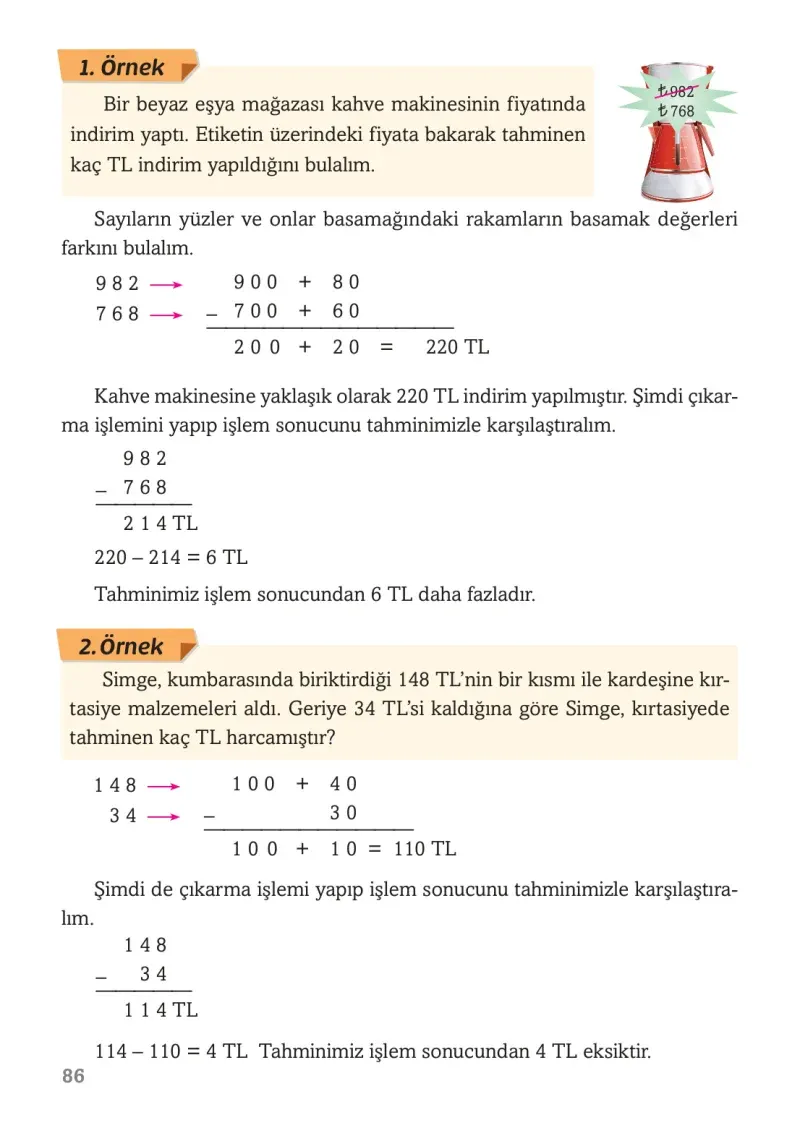 3. Sınıf Matematik Ders Kitabı Cevapları Ekoyay Yayınları Sayfa 86