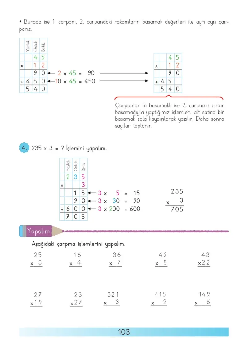 3. Sınıf Matematik Ders Kitabı Cevapları Meb Yayınları Sayfa 103