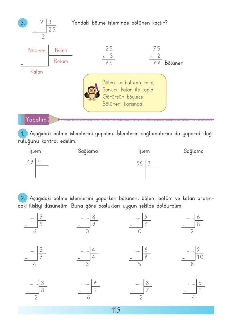 3. Sınıf Matematik Ders Kitabı Cevapları Meb Yayınları Sayfa 119