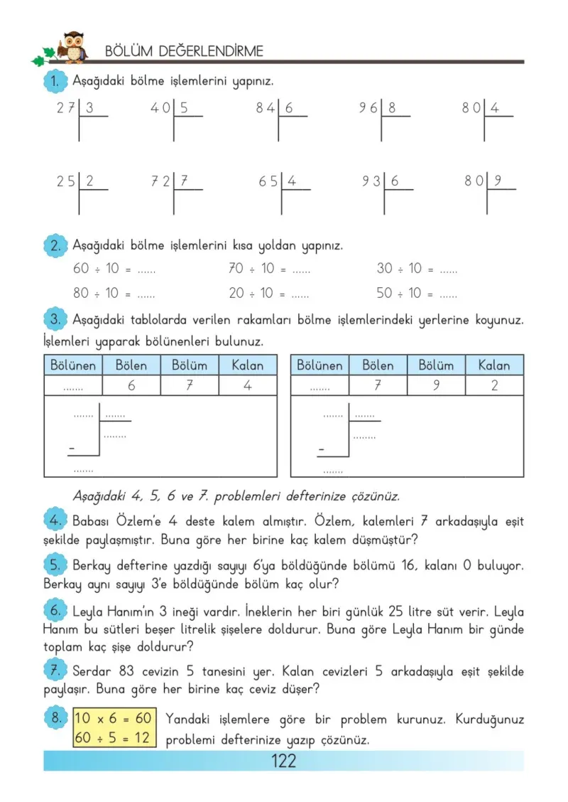 3. Sınıf Matematik Ders Kitabı Cevapları Meb Yayınları Sayfa 122