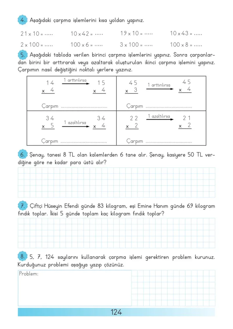 3. Sınıf Matematik Ders Kitabı Cevapları Meb Yayınları Sayfa 124