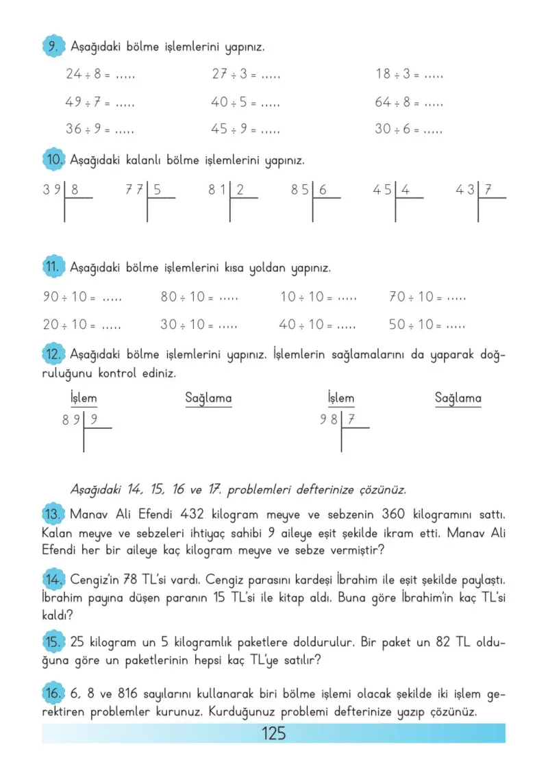 3. Sınıf Matematik Ders Kitabı Cevapları Meb Yayınları Sayfa 125