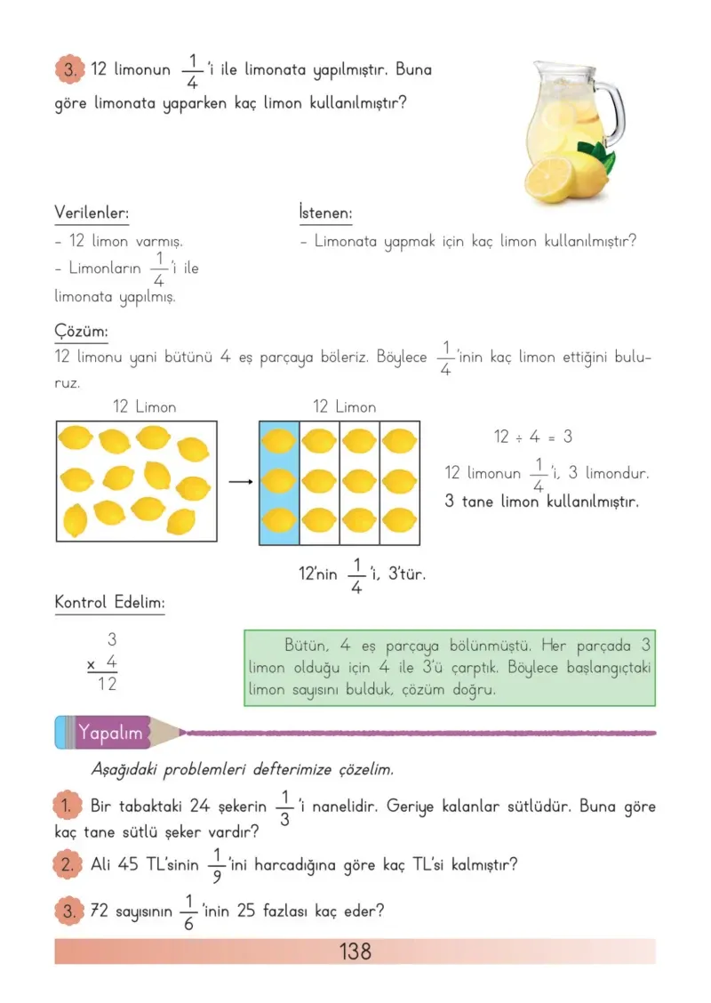 3. Sınıf Matematik Ders Kitabı Cevapları Meb Yayınları Sayfa 138