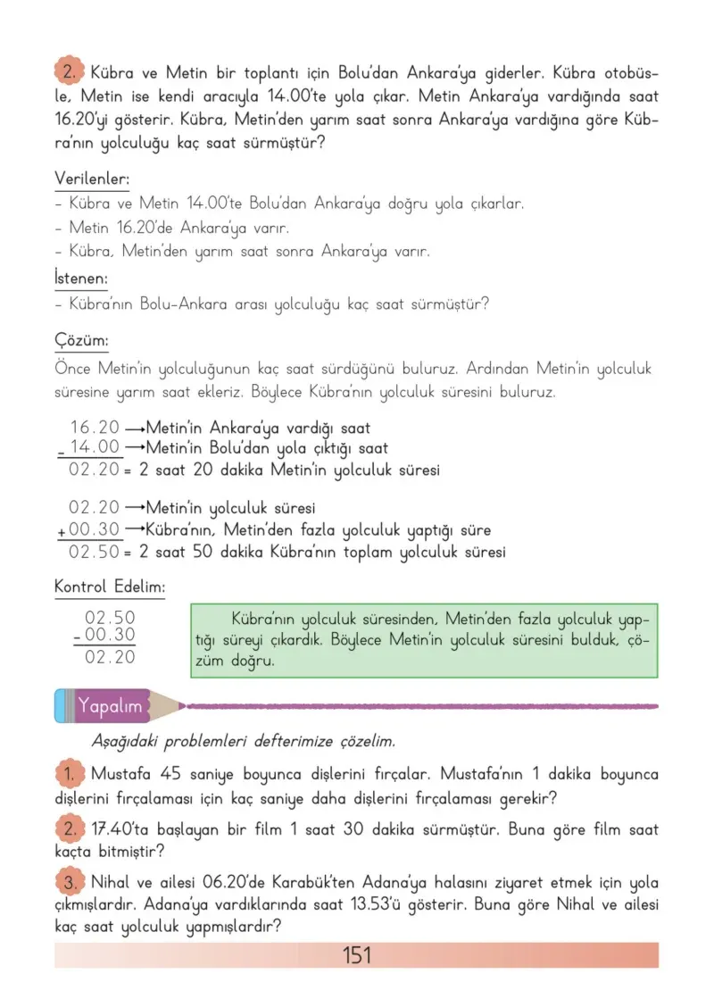 3. Sınıf Matematik Ders Kitabı Cevapları Meb Yayınları Sayfa 151