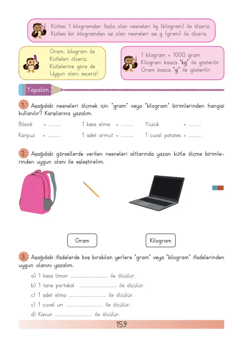 3. Sınıf Matematik Ders Kitabı Cevapları Meb Yayınları Sayfa 159