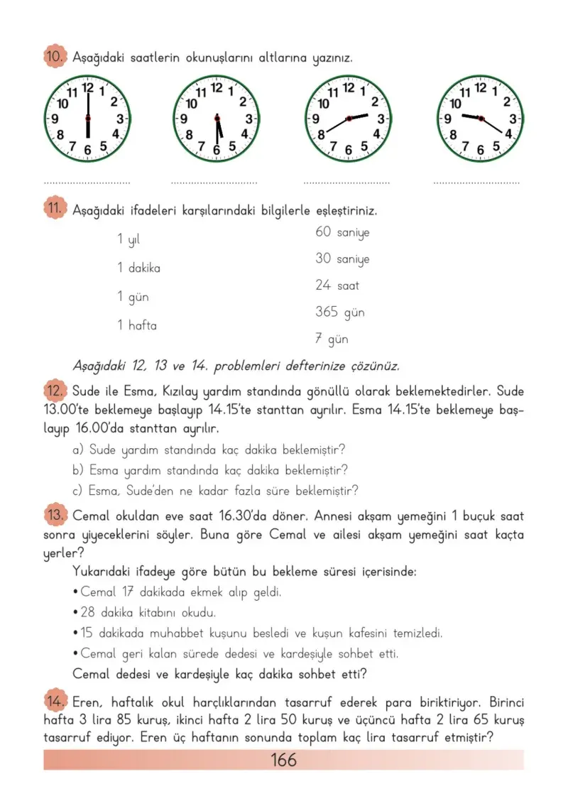 3. Sınıf Matematik Ders Kitabı Cevapları Meb Yayınları Sayfa 166