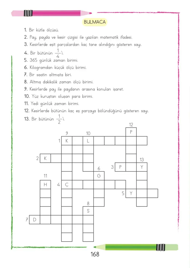3. Sınıf Matematik Ders Kitabı Cevapları Meb Yayınları Sayfa 168