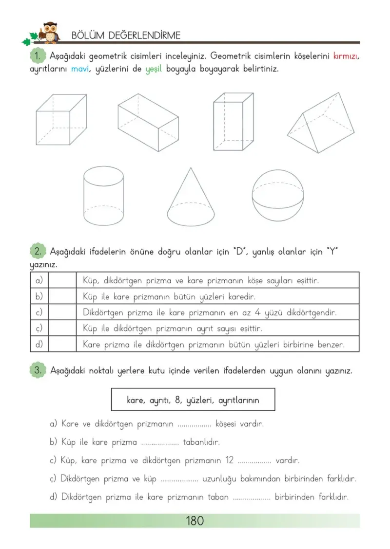 3. Sınıf Matematik Ders Kitabı Cevapları Meb Yayınları Sayfa 180
