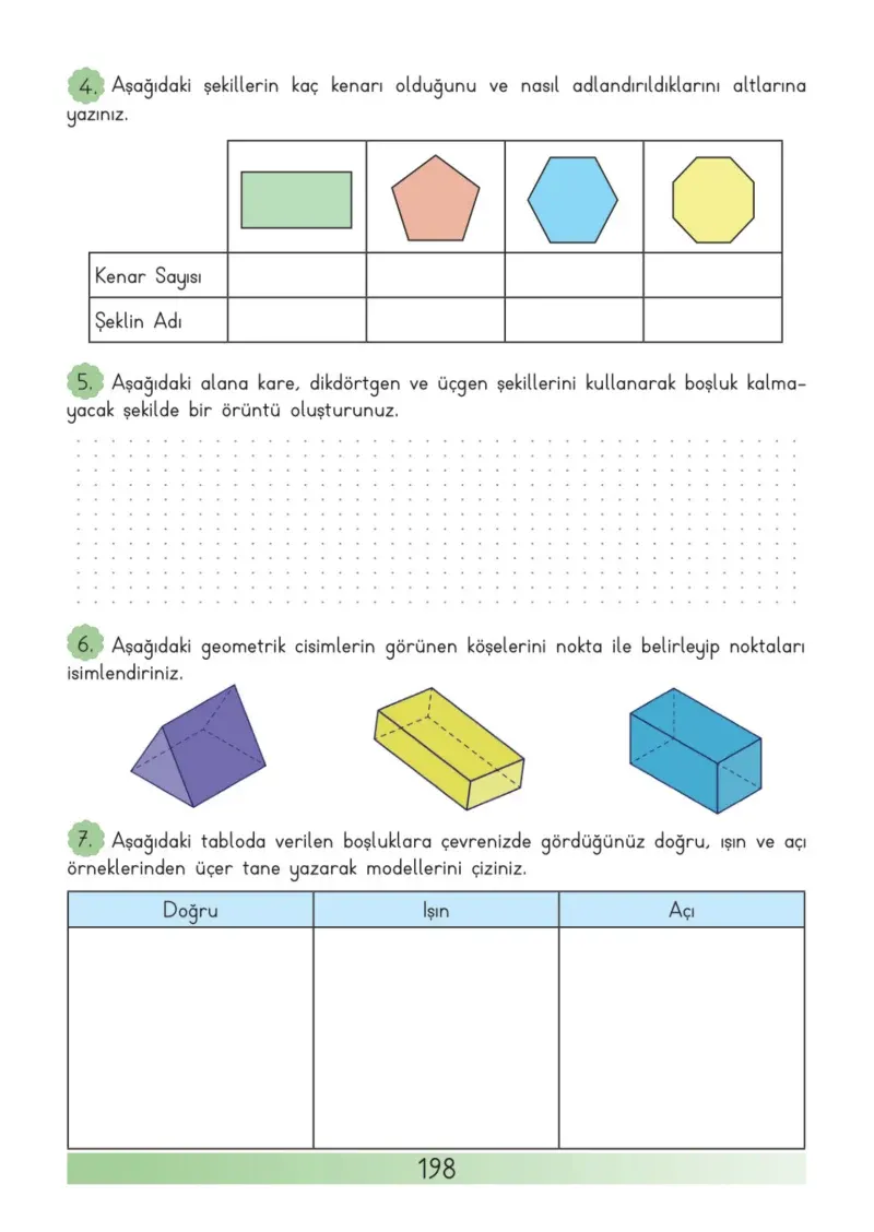 3. Sınıf Matematik Ders Kitabı Cevapları Meb Yayınları Sayfa 198