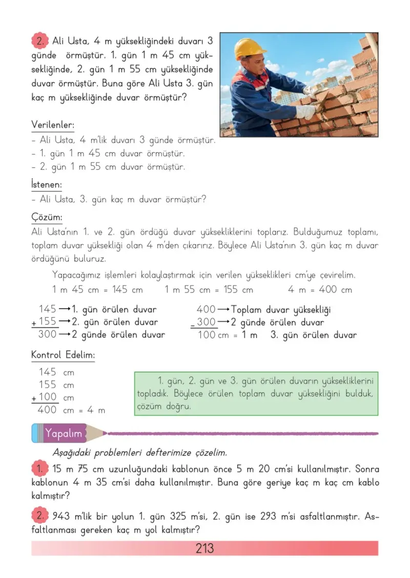 3. Sınıf Matematik Ders Kitabı Cevapları Meb Yayınları Sayfa 213