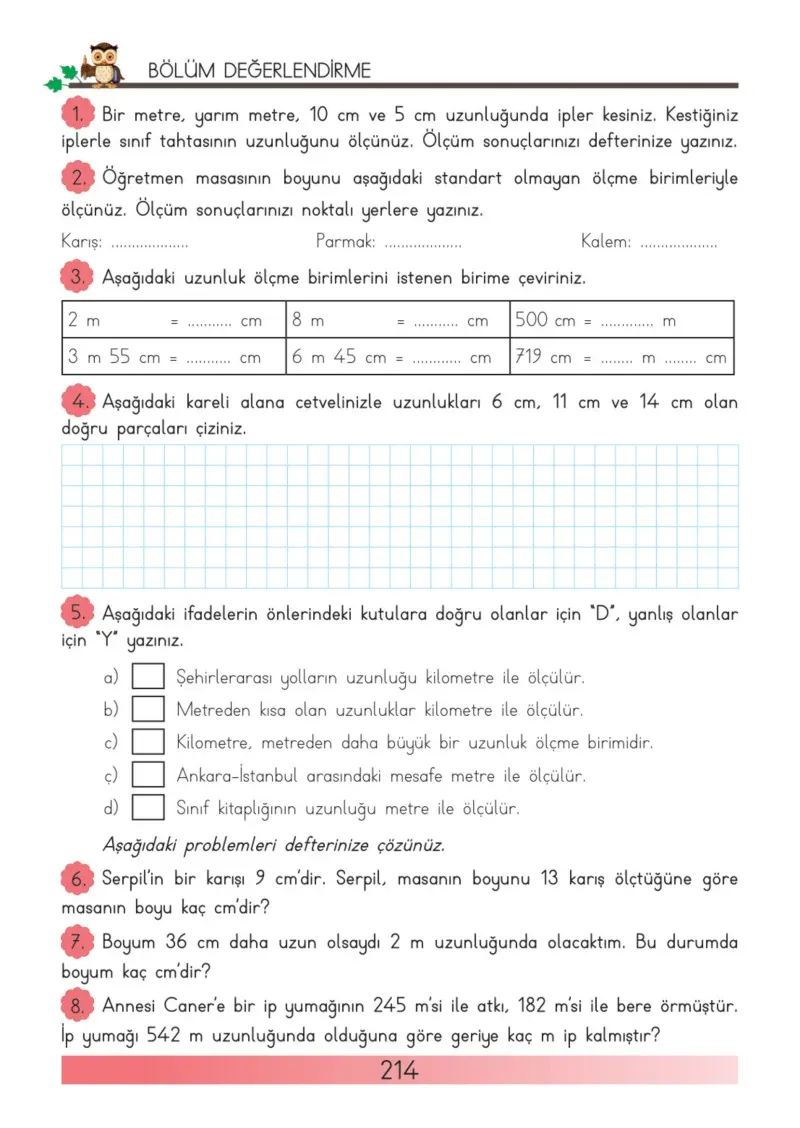 3. Sınıf Matematik Ders Kitabı Cevapları Meb Yayınları Sayfa 214