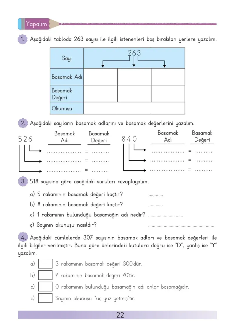 3. Sınıf Matematik Ders Kitabı Cevapları Meb Yayınları Sayfa 22