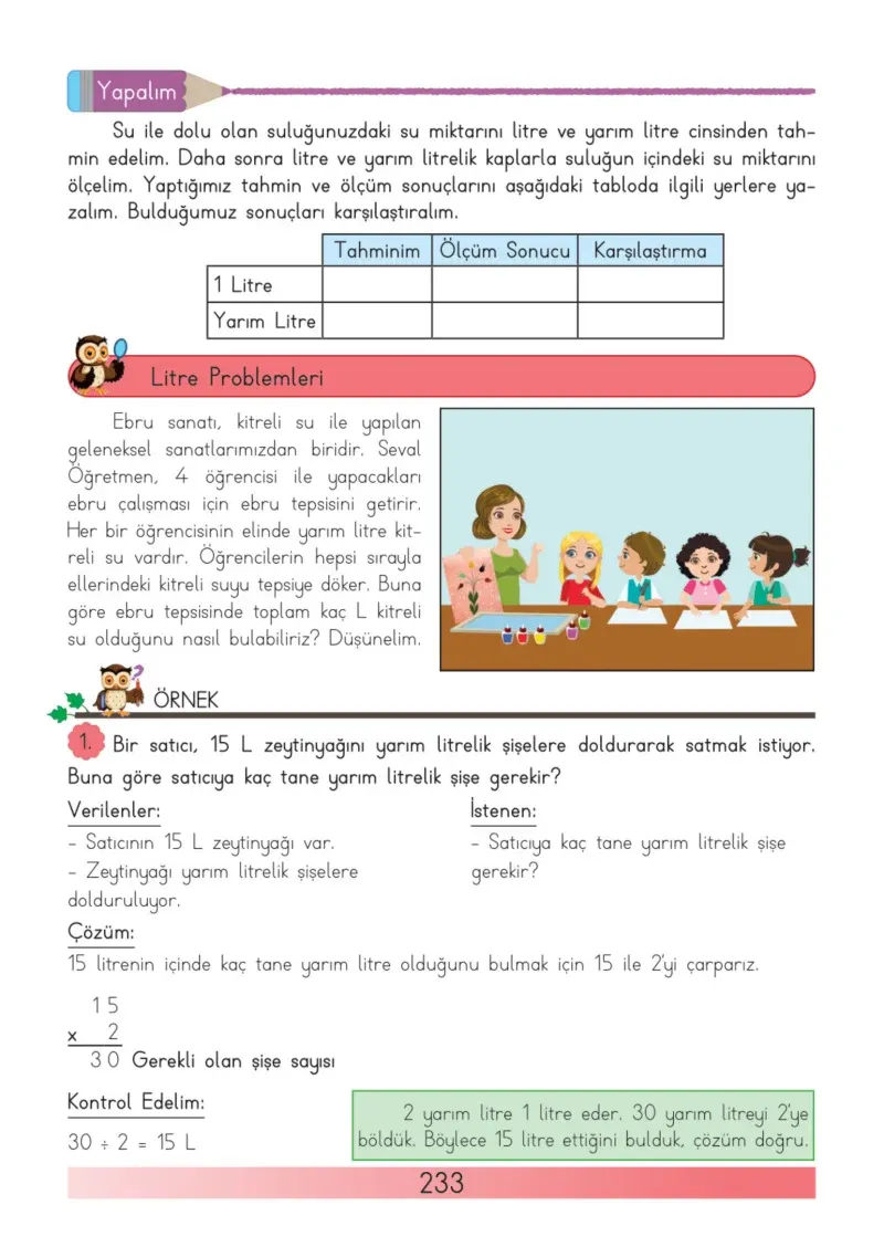 3. Sınıf Matematik Ders Kitabı Cevapları Meb Yayınları Sayfa 233