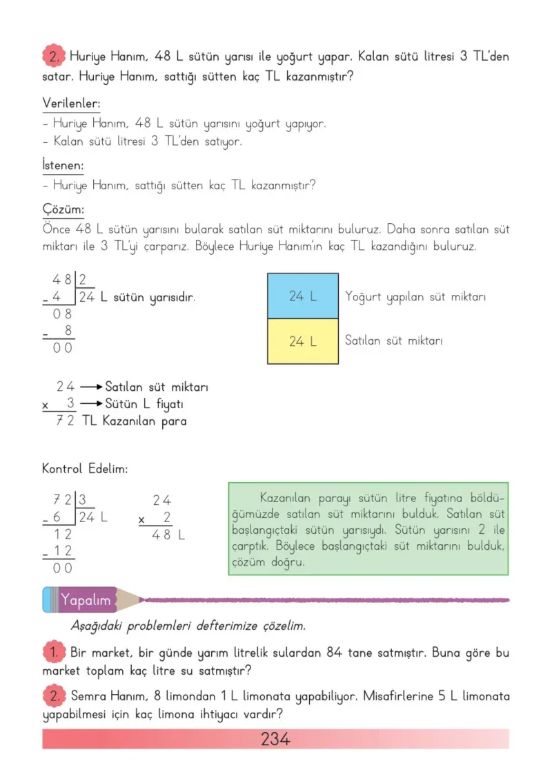 3. Sınıf Matematik Ders Kitabı Cevapları Meb Yayınları Sayfa 234