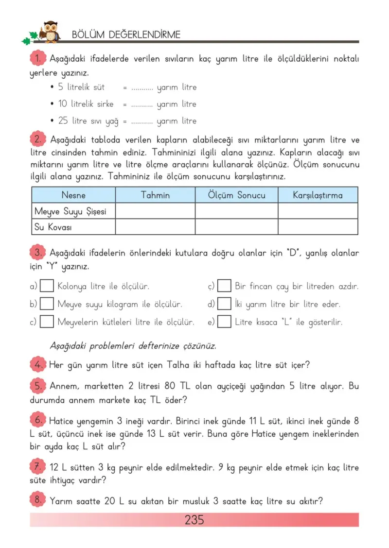 3. Sınıf Matematik Ders Kitabı Cevapları Meb Yayınları Sayfa 235
