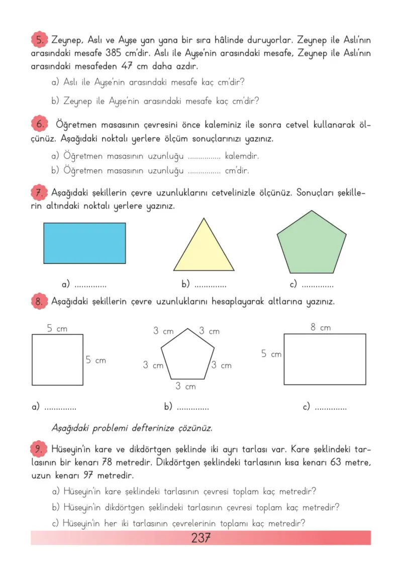 3. Sınıf Matematik Ders Kitabı Cevapları Meb Yayınları Sayfa 237