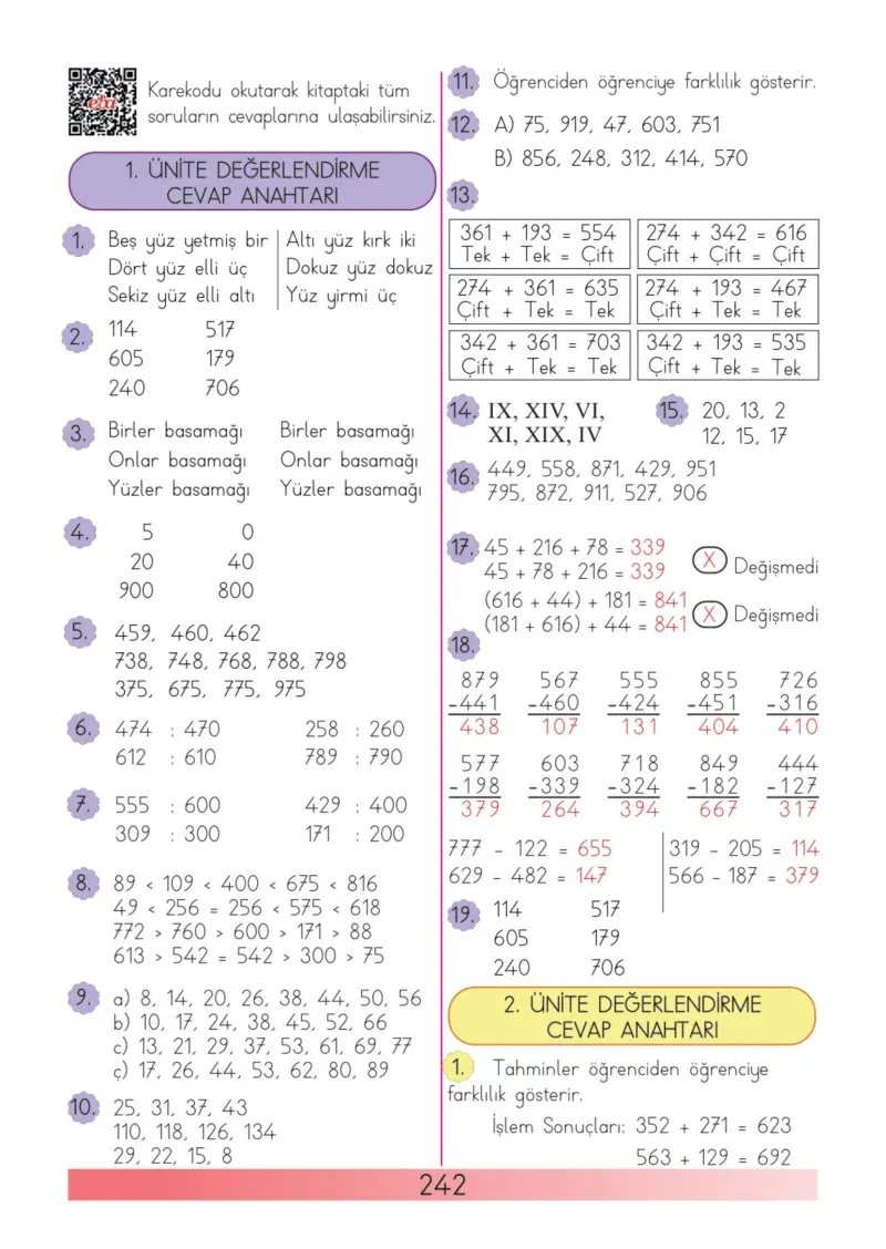 3. Sınıf Matematik Ders Kitabı Cevapları Meb Yayınları Sayfa 242